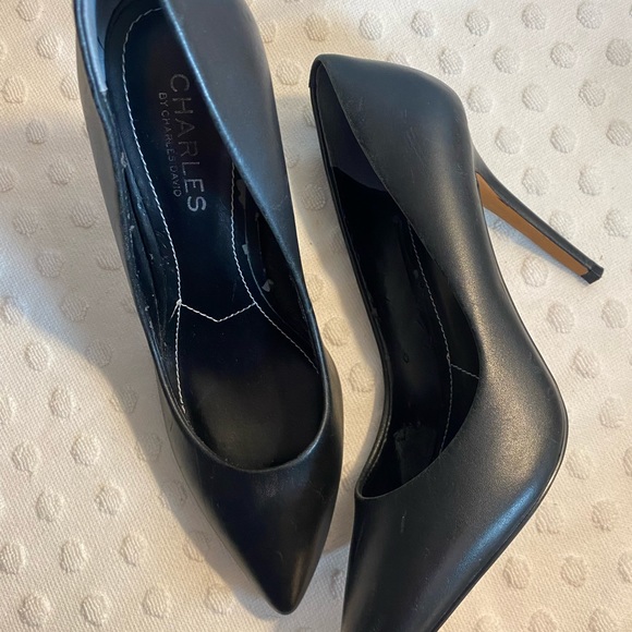 CHARLES by Charles David Black Leather Stiletto Heels - Picture 13 of 16